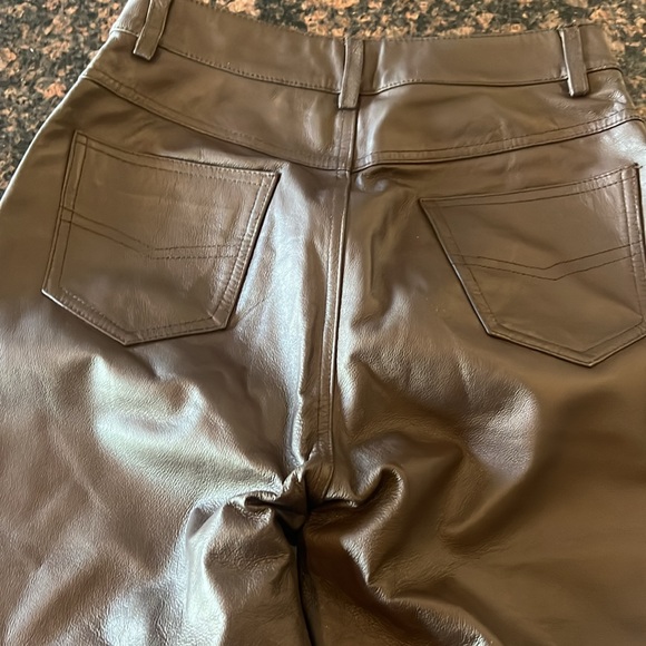 Newport News Dark Brown Leather Pants size 6 tall - Picture 6 of 6